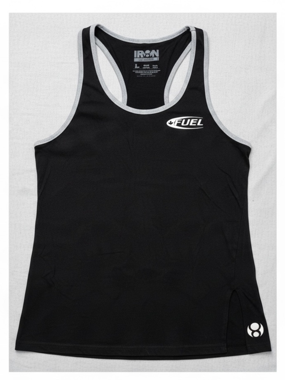Fuel Supplements Tank Top Black Gray Trim Racerback Gym Fitness Size L